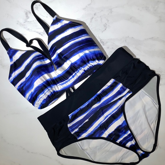 SKYE Stripped Bathing Suit Two Piece - Picture 1 of 3